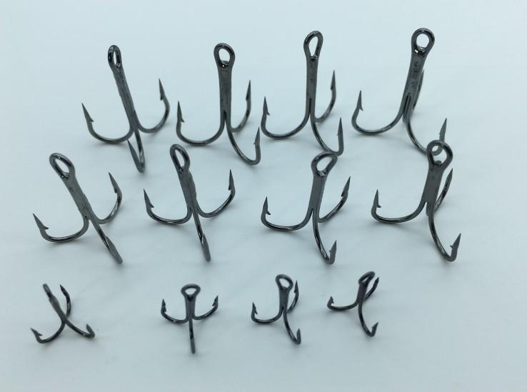 20 High Carbon Steel Treble Fishing Hooks Sizes 2# to 10# Enhanced Catch Rate
