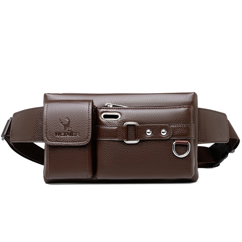 Men's Faux Leather Sports Waist Bag Multi-Functional Outdoor Hiking Travel Gear