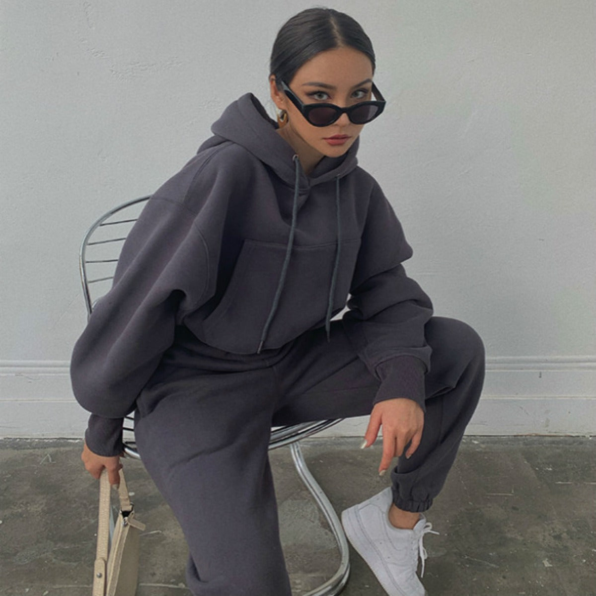 Women's Hooded Sweatshirt Pants Sportswear Set Loungewear Daily Essentials Warm