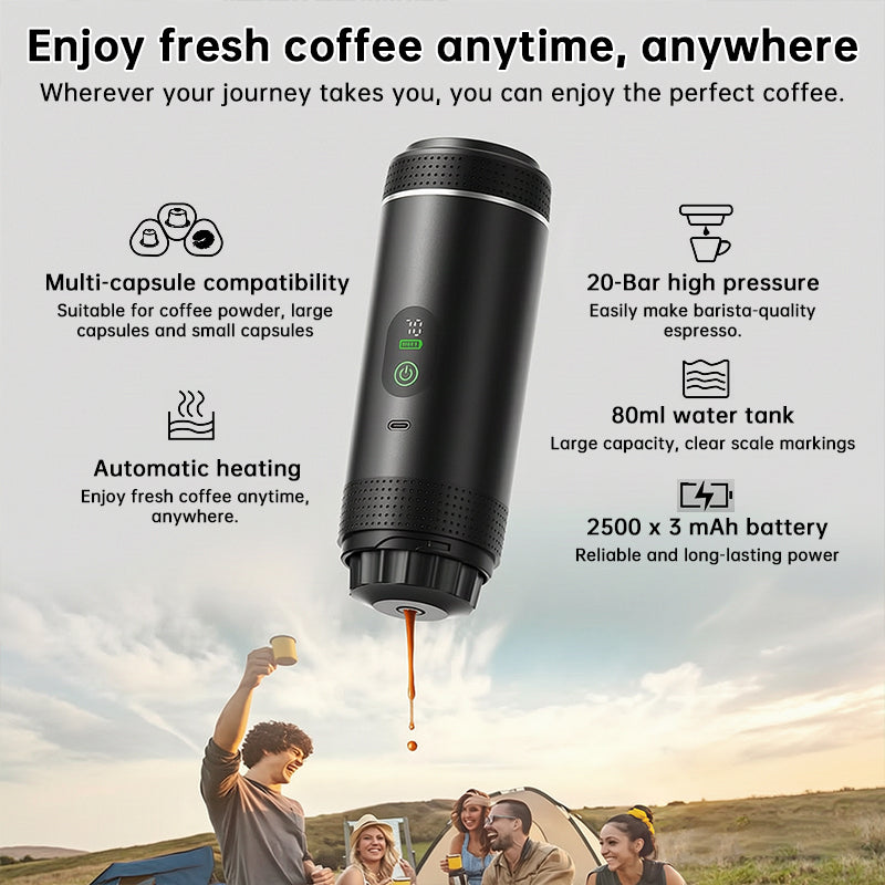 Portable Espresso Machine Digital Display 3in1 Capsule Ground Coffee Maker