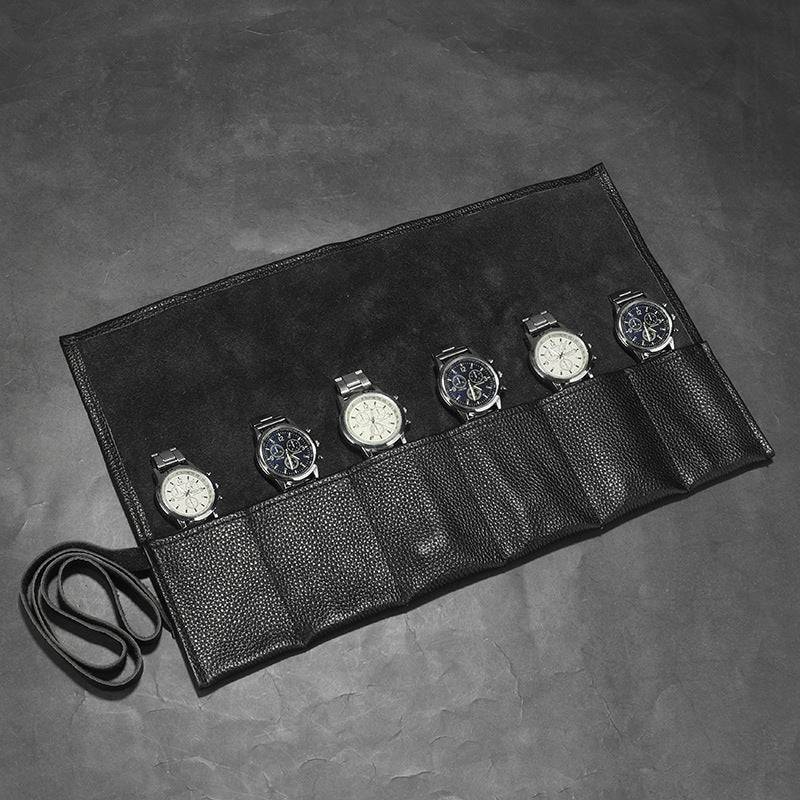 Luxury Travel Watch Case Roll in Faux Leather with Secure Anti Scratch Design