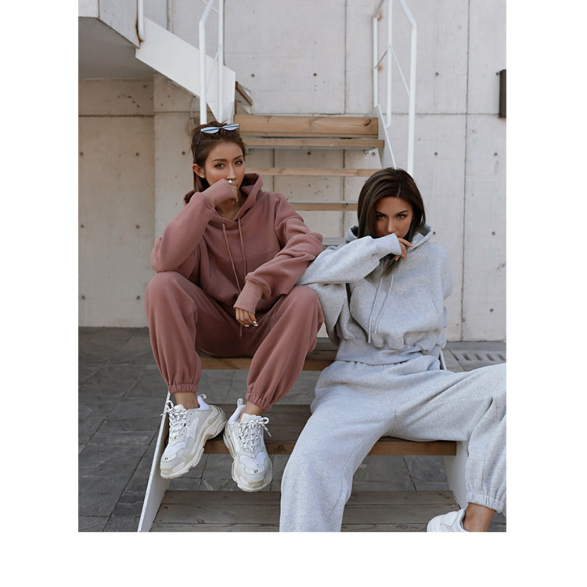 Women's Hooded Sweatshirt Pants Sportswear Set Loungewear Daily Essentials Warm