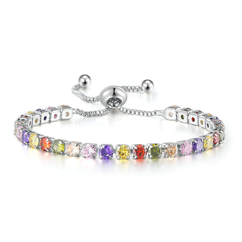 Elegant CZ Baguette Cut Crystal Adjustable Tennis Bracelet Women’s Diamond Crystals
