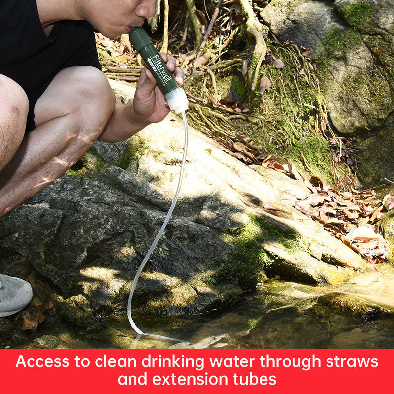 4000L Water Purification Filtration Portable Camping Filter Straw 480ml Bag Survival Kit