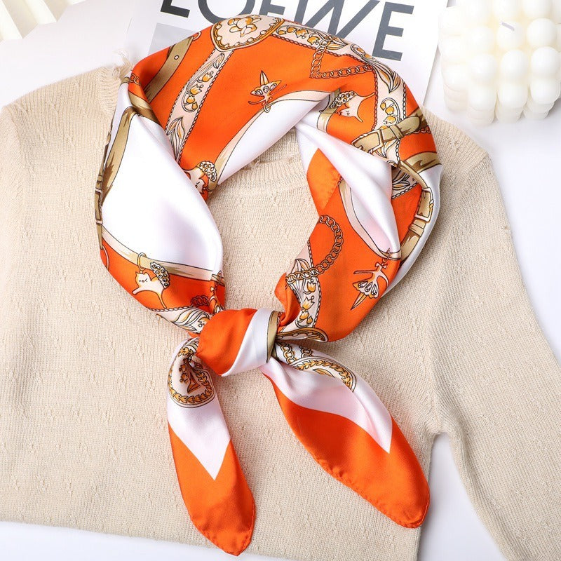 Premium Silk Feel Women's Square Scarf 70x70cm Satin Fashion Print Womens