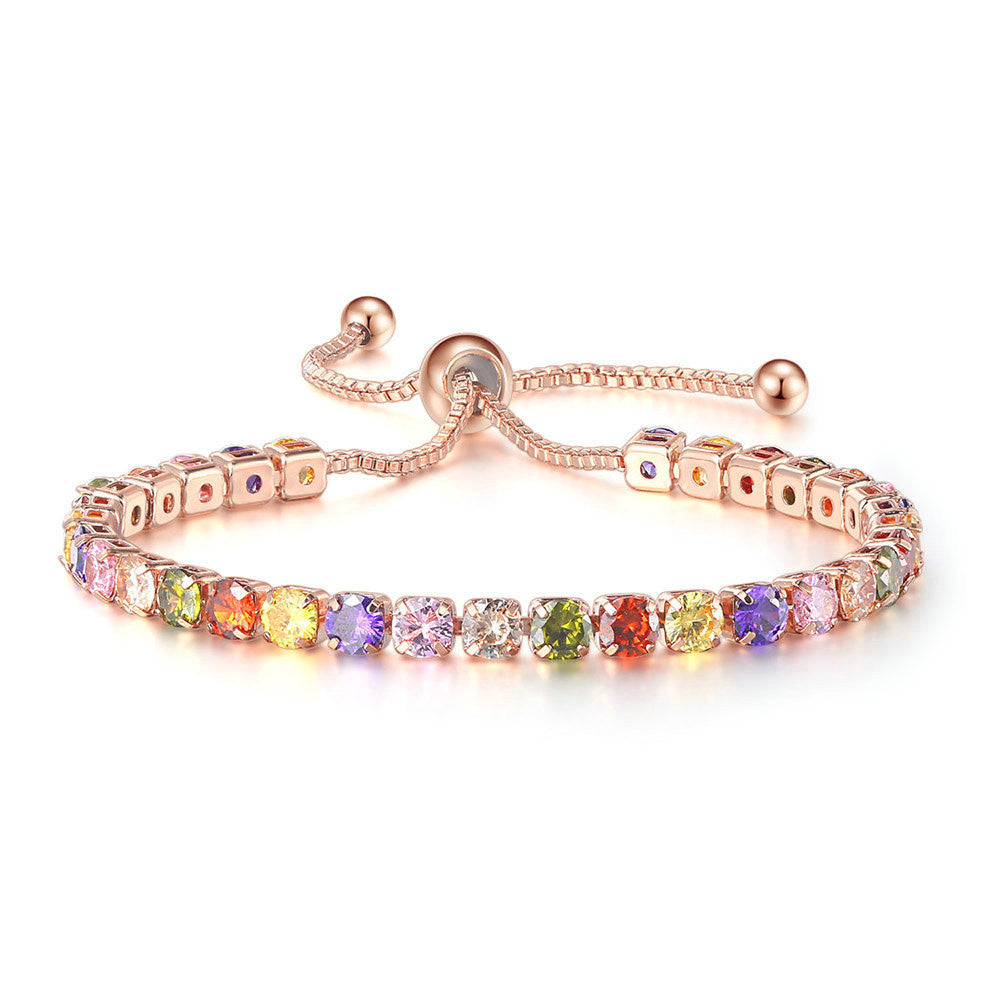Elegant CZ Baguette Cut Crystal Adjustable Tennis Bracelet Women’s Diamond Crystals