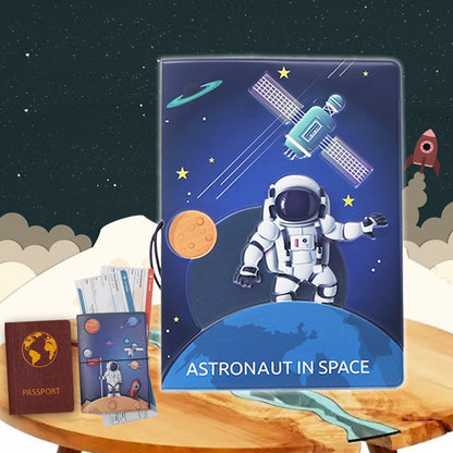 Astronaut and Planets Themed Passport Cover for Secure Travel Document Safety