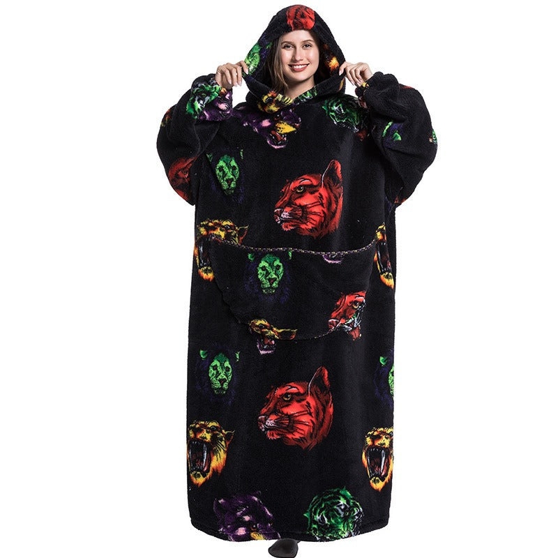 Oversized Blanket Hoodie Adults Ultra-Soft Warm Long Hooded Fleece Pockets