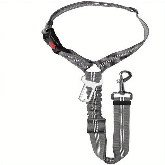 Pet Car Seat Belt | Adjustable Dog Safety Harness with Bungee Buffer, 360° Swivel Clip