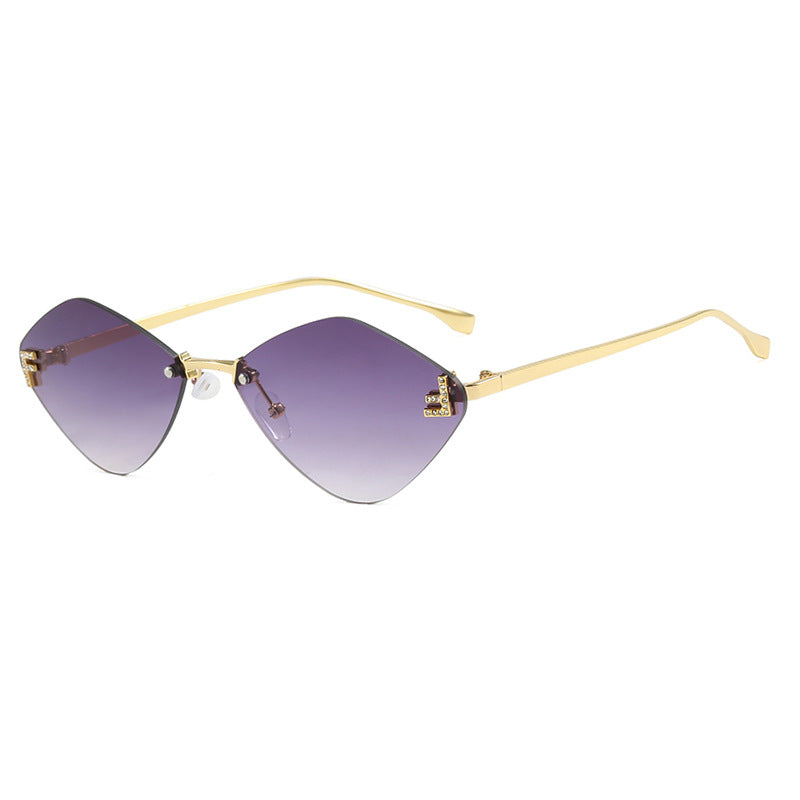 Diamond Shaped Frameless Sunglasses UV400 Scratch Resistant Lenses Sun Protection