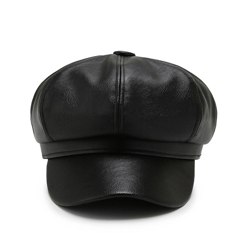 Faux Leather Hat Unisex Baker Boy Cap Newsboy Gatsby Cabbie Fashion Accessory