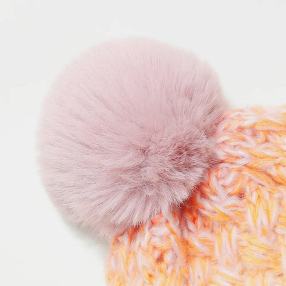 Gradient Acrylic Knitted Beanie Hat with Pompom, Essential Winter Head Accessory
