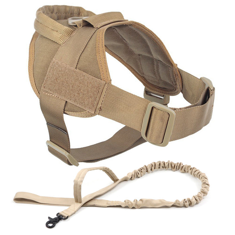 Outdoor Dog Tactical Vest Adjustable Harness Black Military Design Clothing