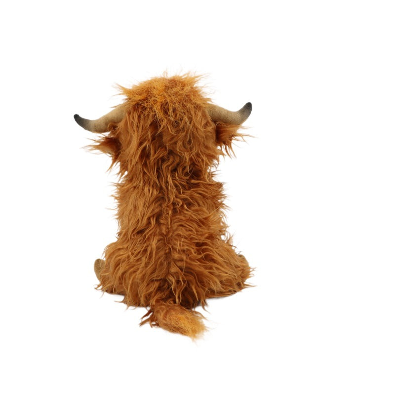 Highland Cow Plush Toy 25cm Realistic Shaggy Fur Soft Toy Durable Bedroom Decor