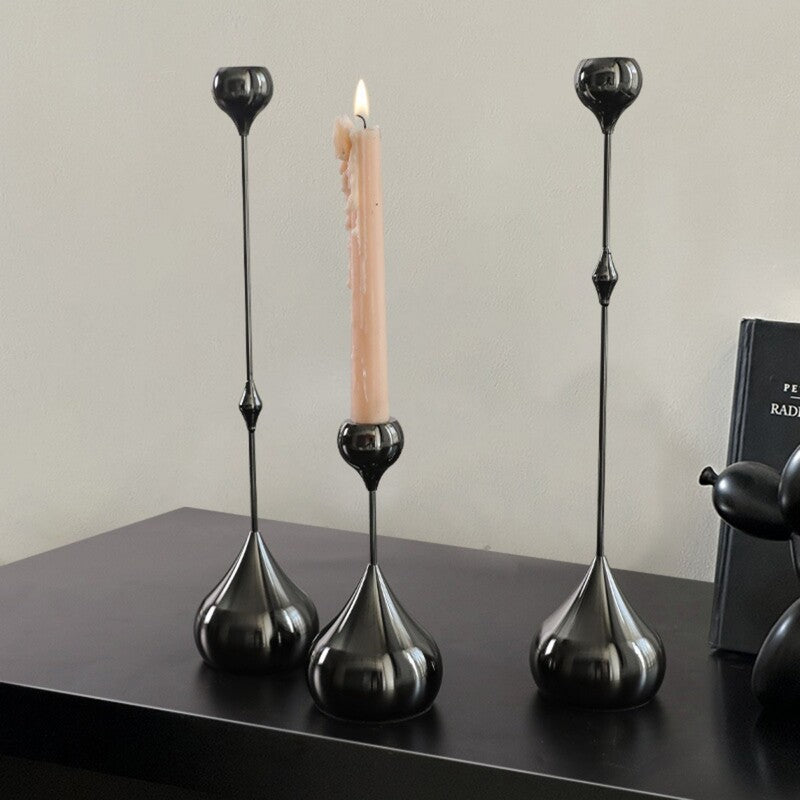 Silver Metal Teardrop Candelabra Trio Romantic Art Table Decor Dining Wedding