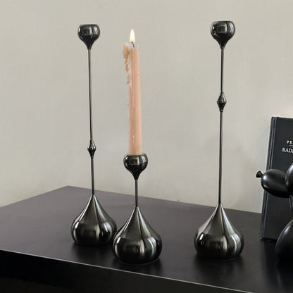 Silver Metal Teardrop Candelabra Trio Romantic Art Table Decor Dining Wedding
