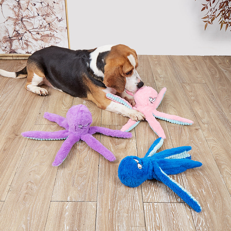 Indestructible Squeaky Plush Dog Toy Octopus Chew Resistant Pet Puppy Soft Gift