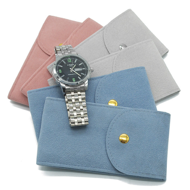 Velvet Snap Button Watch Pouch Thickened Mechanical Case Scratch Resistant Bag