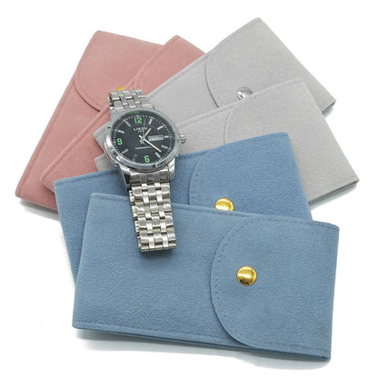 Velvet Snap Button Watch Pouch Thickened Mechanical Case Scratch Resistant Bag
