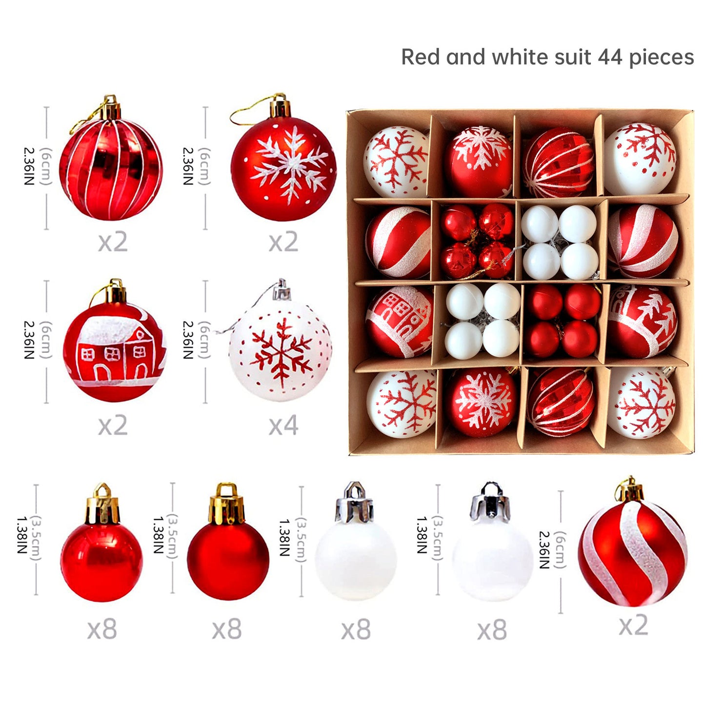 Christmas Tree Ornament Set Premium Bulk Pack Collection Assorted Designs Xmas