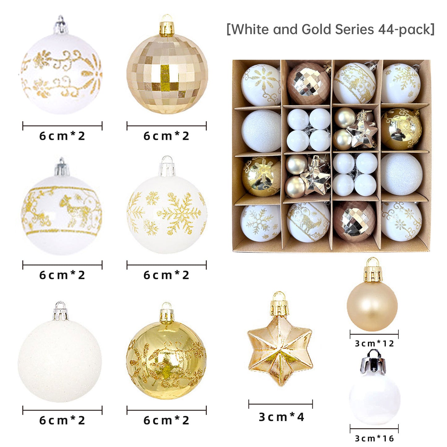 Christmas Tree Ornament Set Premium Bulk Pack Collection Assorted Designs Xmas
