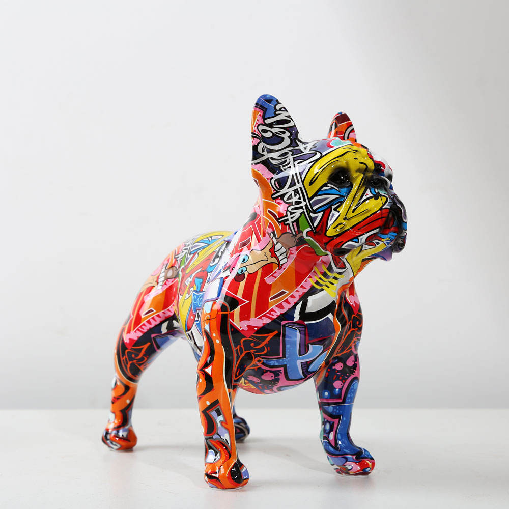 Multi-Colour Bulldog Resin Figurine Modern Desk Ornament Home & Office Decoration