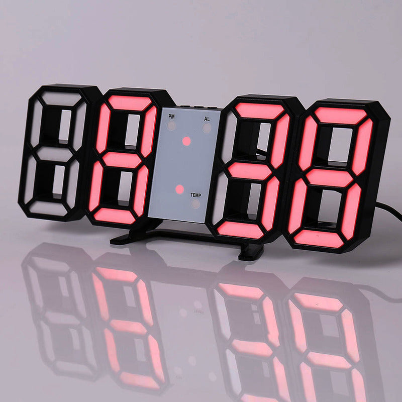 3D LED Digital Alarm Clock USB Charging 12/24 Hour Format Office Bedroom Kitchen