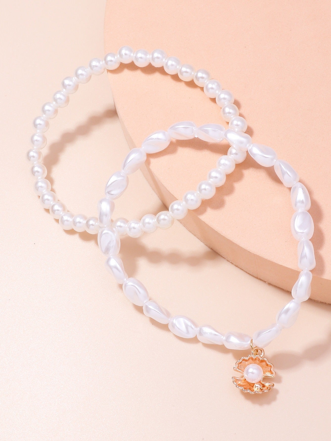 Set of 2 Pearl Shell Dangle Pendant Anklets Women's Jewellery White Gift