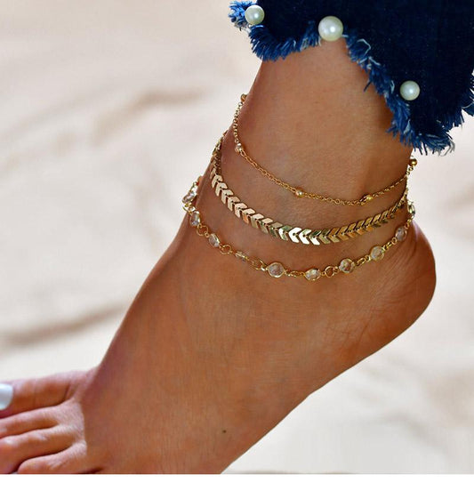 Multi-Layer Arrow Chevron Crystal Anklet Women's Jewellery Gift Jewelry Girls