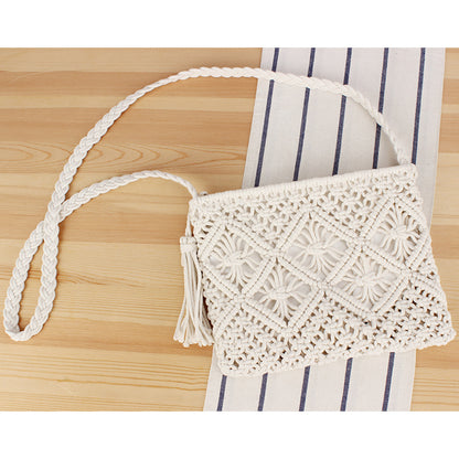 Women Summer Beach Woven Tote Bag Essential Lightweight Travel Tassel Accessory