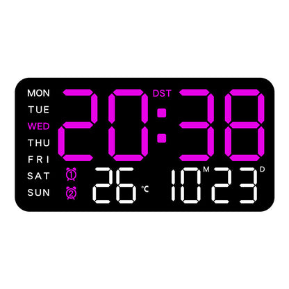 LED Digital Wall Clock with Temperature Indicator USB/Battery Powered Office Use