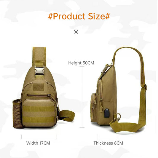 Tactical Crossbody Sling Bag MOLLE USB Chest Pack Outdoor Shoulder Travel Bag