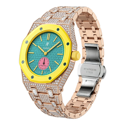 For AP x Swatch Royal Pop Collection Metal Crystal Rhinestone Strap 3 12 Crown