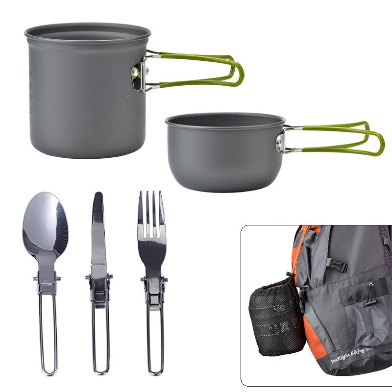 Aluminium Alloy Camping Cookware Set Lightweight 1-2 Person Tableware Included