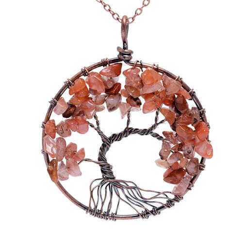 5CM Tree Of Life Crystal Natural Stone Pendant Necklace