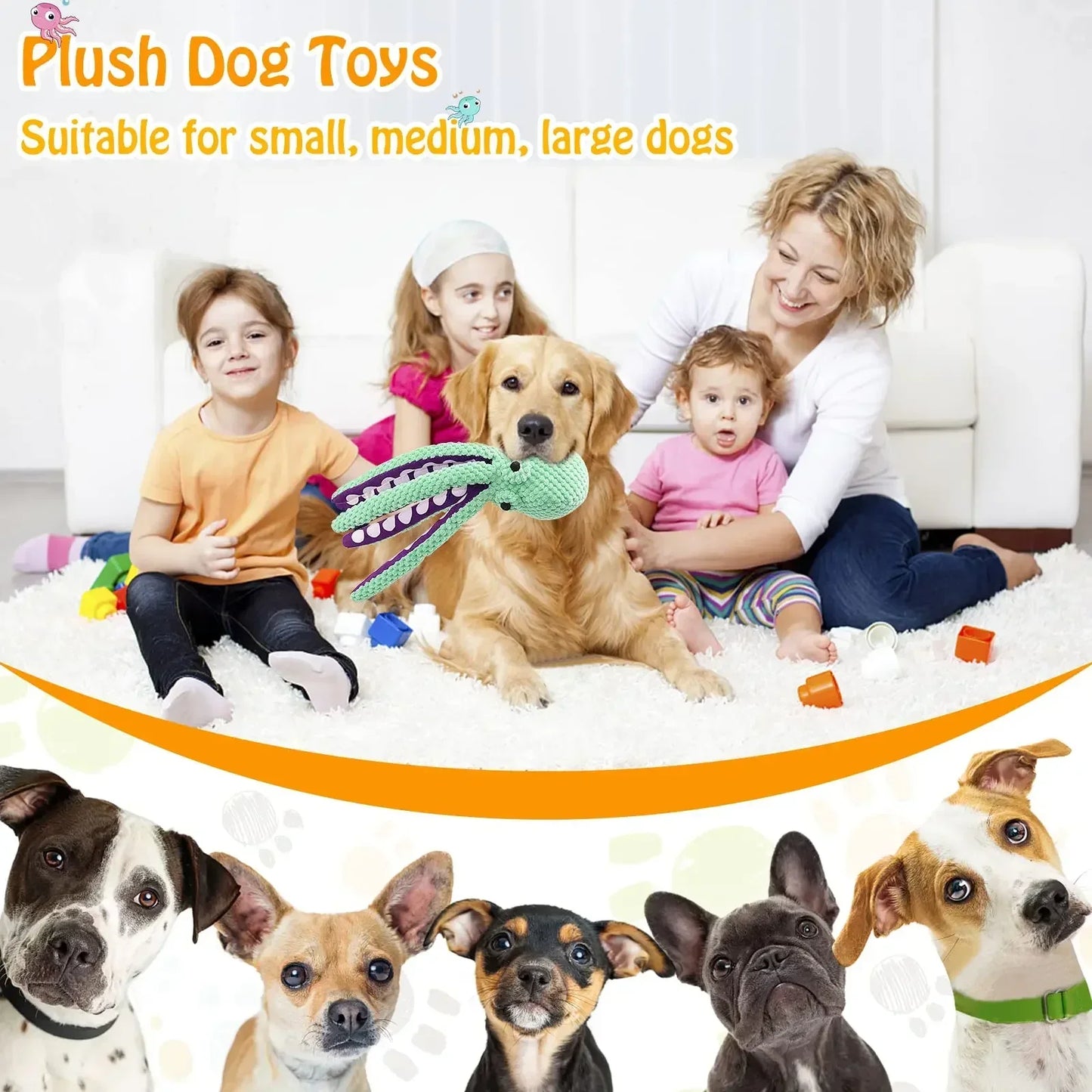 Interactive Pet Dog Octopus Toy Teeth Cleaner Puzzle Durable Rubber Play Fetch