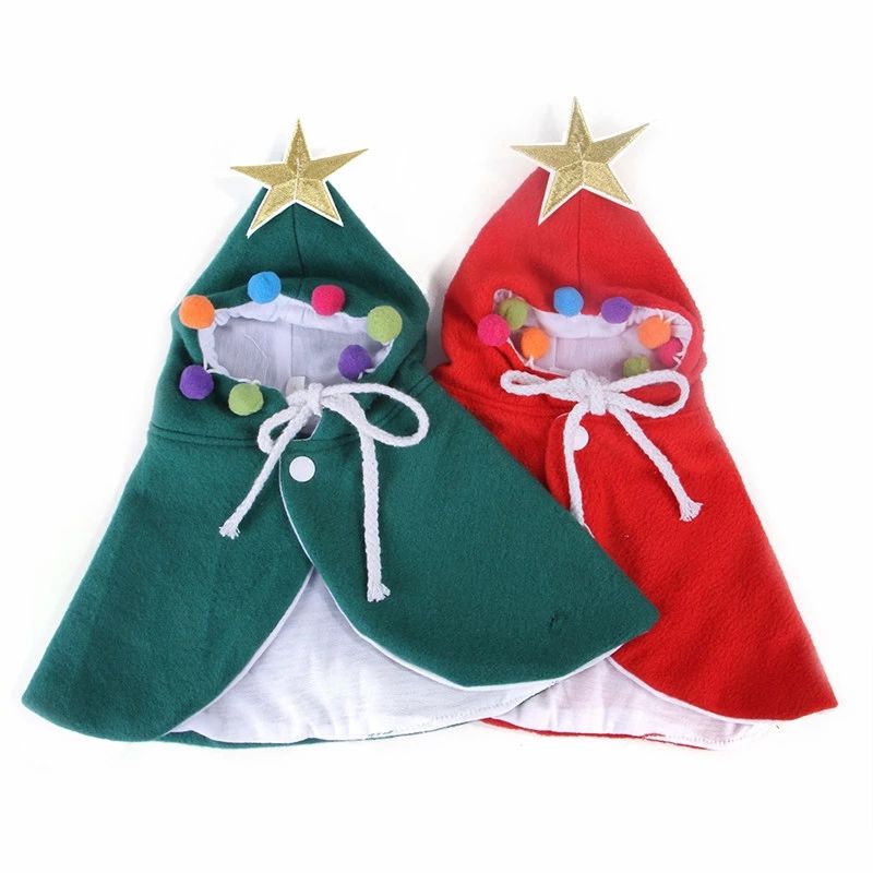 Christmas Pet Cloak with Hood, Fleece Cape for Cats & Small Dogs, Festive Costume