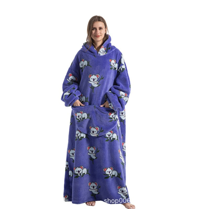 Oversized Blanket Hoodie Adults Ultra-Soft Warm Long Hooded Fleece Pockets
