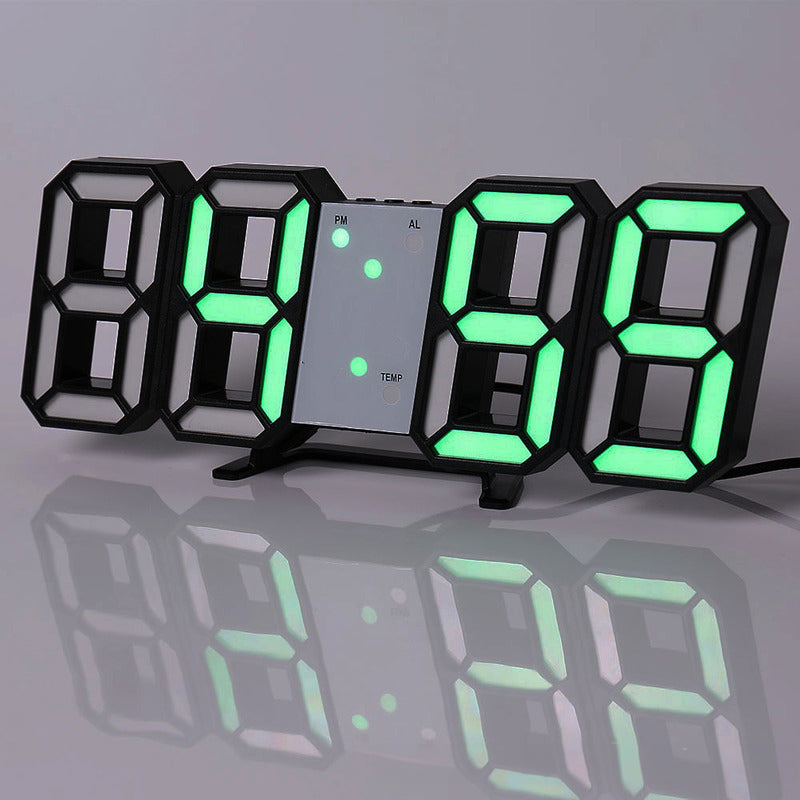 3D LED Digital Alarm Clock USB Charging 12/24 Hour Format Office Bedroom Kitchen