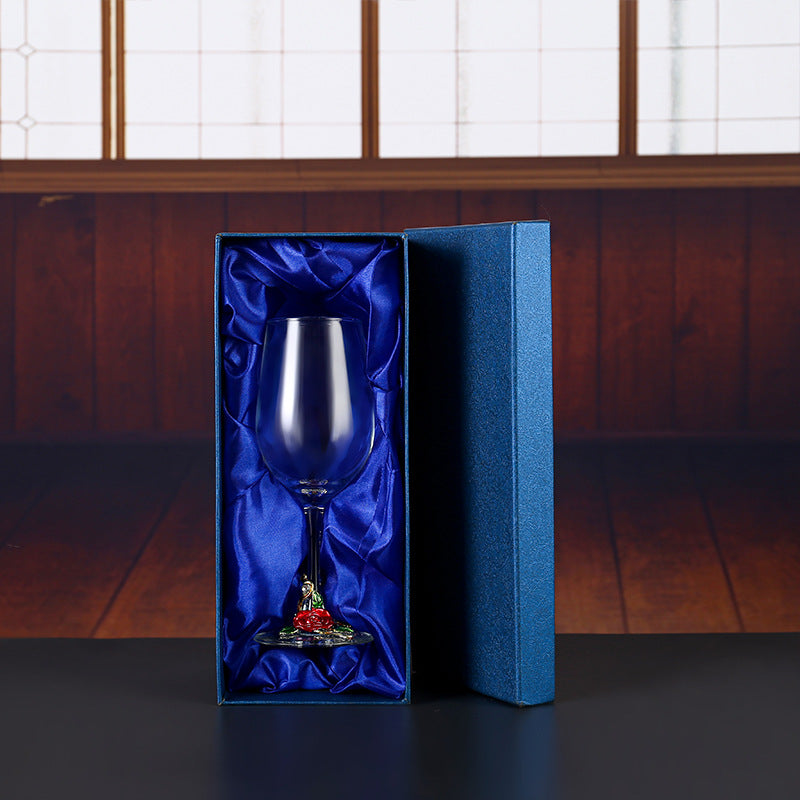 Enamel Crystal Glass Red Wine Goblet Decanter Set Premium Home Bar Essentials