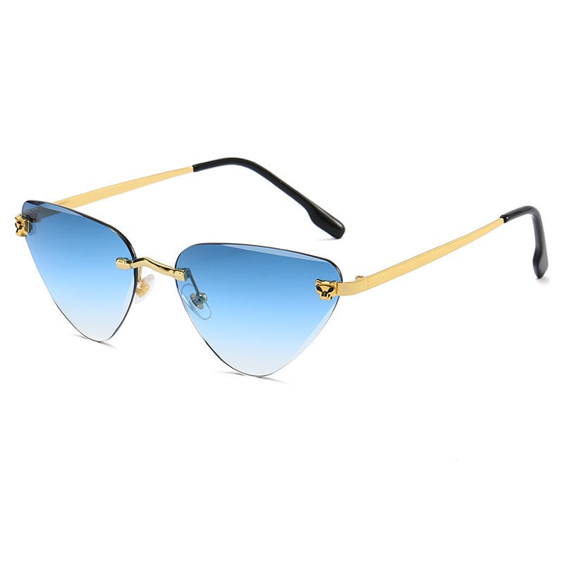 Women's Rimless Cutaway Sunglasses with UV400 Protection and Lightweight Design