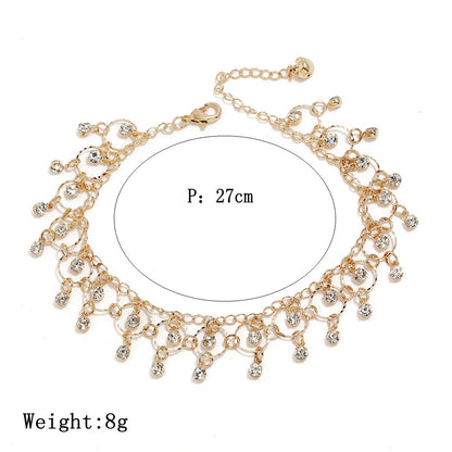 Dangle Chain Crystal Drop Beach Yoga Anklet Rhinestone Tassel Womens Jewellery