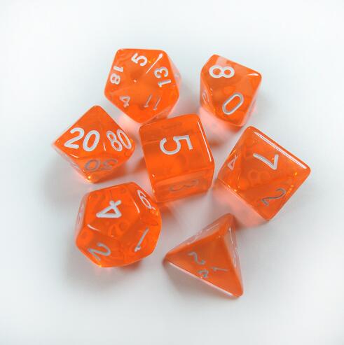 7pc RPG Polyhedral Dice Set DND Resin Green Orange Red Blue RPG Gaming