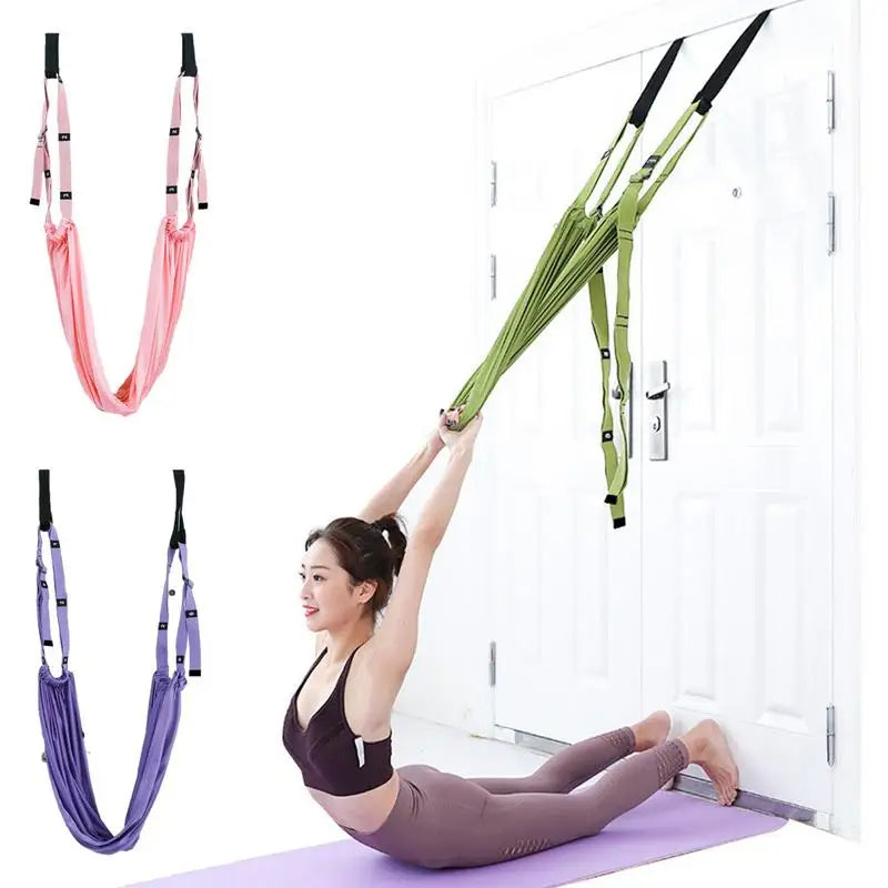 Aerial Yoga Hammock Swing Door Stretch Belts Rope Adjustable Strap Hanging Kit