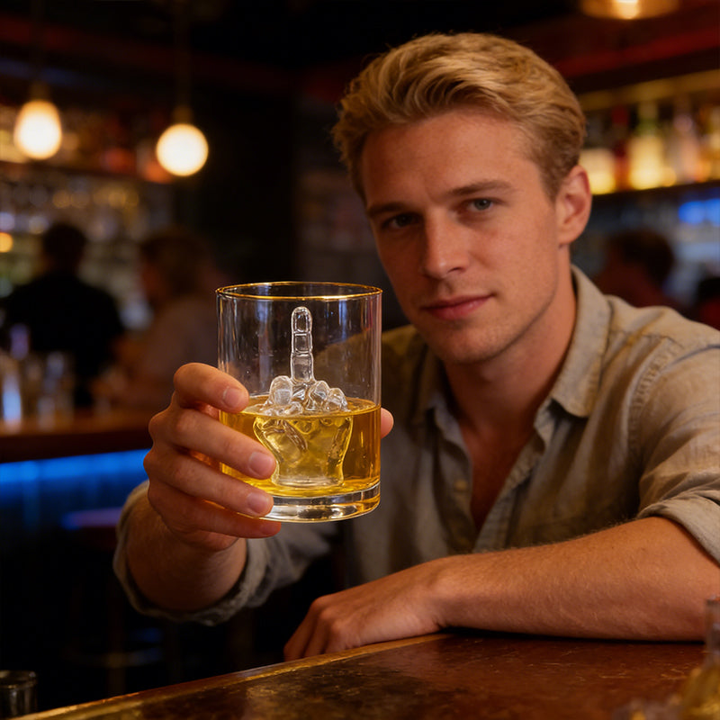 Whiskey Glass 3D Middle Finger Unique Novelty Quality Premium Whisky Present