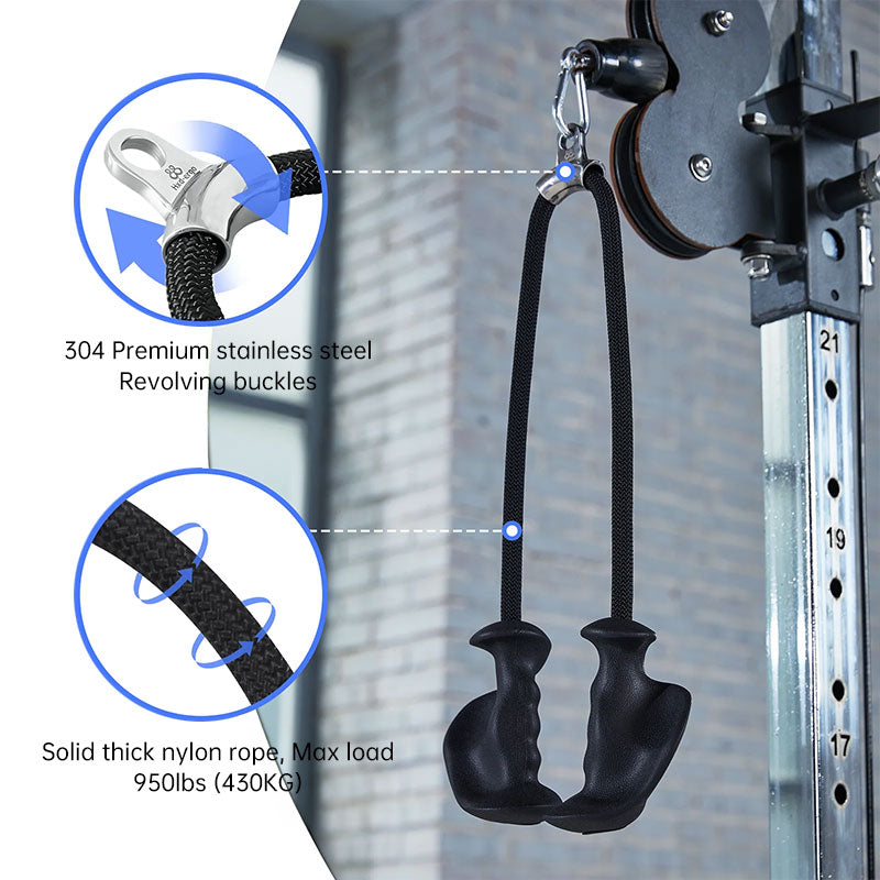Tricep Rope Attachment Ergonomic Grip Detachable Handle Cable Machine Gym Use