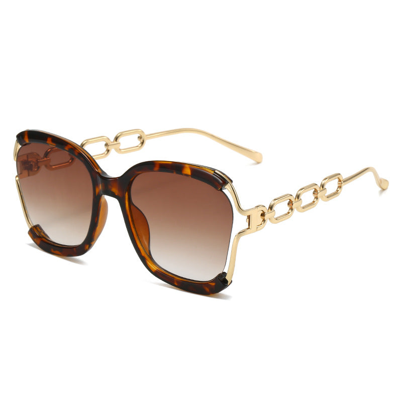 Womens Sunglasses UV400 Protection Metal Hollow Oval Frame Stylish Outdoor Eyewear