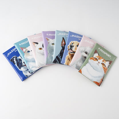 Animal Theme Leather Passport Holder Travel Essential for Cat and Dog Admirers