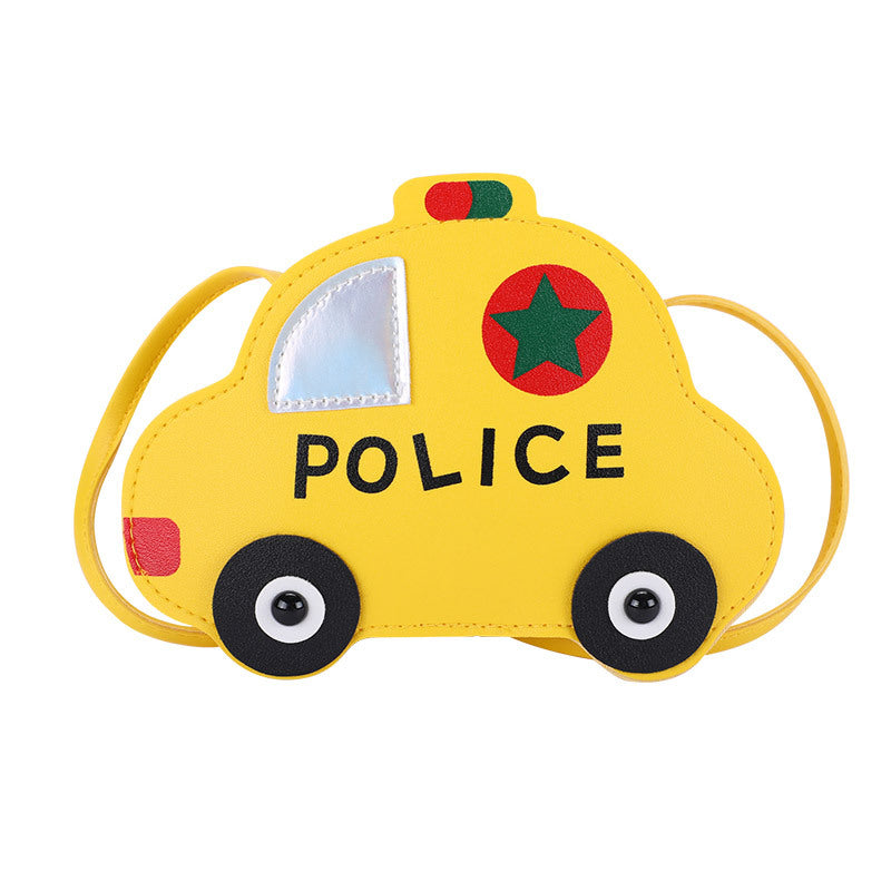 Kids Cartoon Police Car Shoulder Bag Lightweight School Travel Storage Pouch