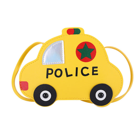 Kids Cartoon Police Car Shoulder Bag Lightweight School Travel Storage Pouch